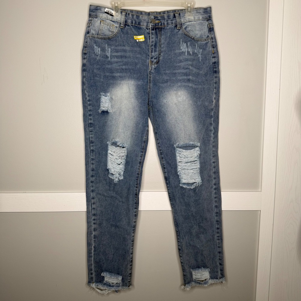 Target Online Brand Distressed Jeans Womens XL Blue Ripped High Rise Frayed Hem
